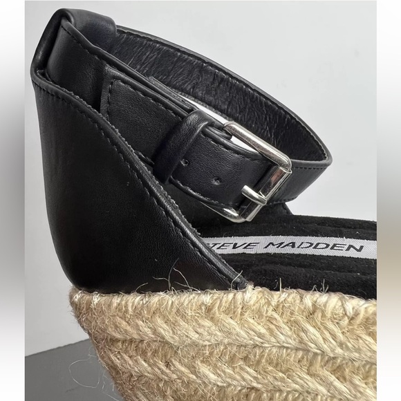 Steven Madden Jyia Platform Espradille Black Suede Wedges Displays Sz 9.5M NWOB - Picture 9 of 10